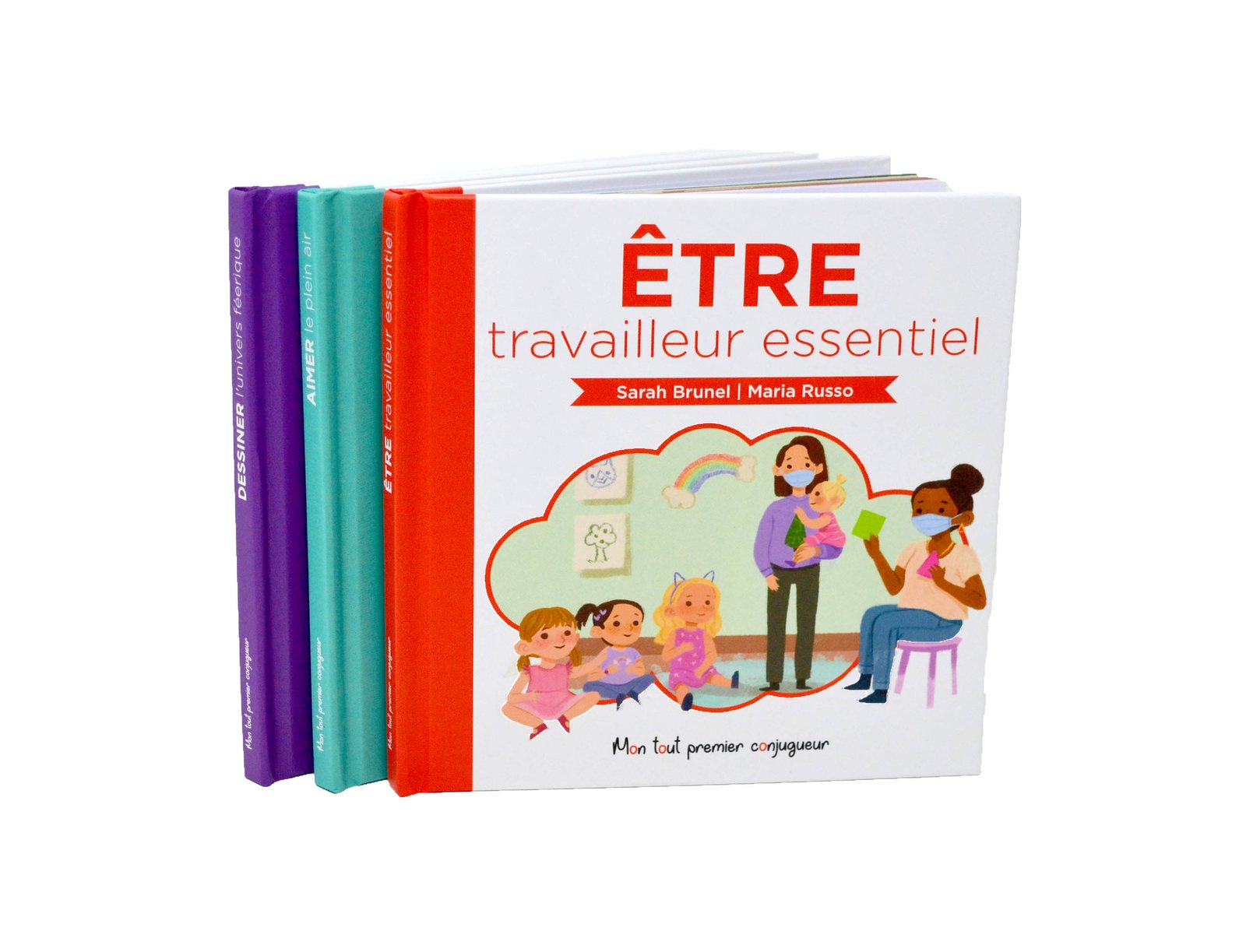 Être travailleur essentiel book standing with its series