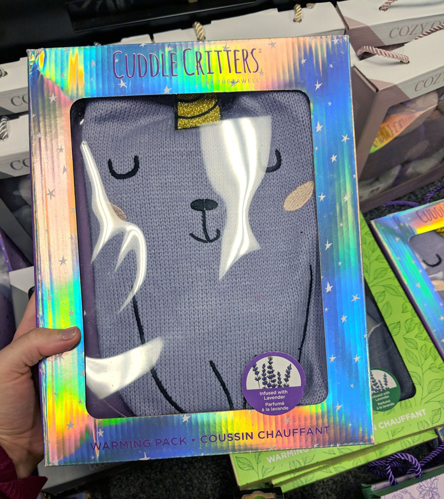 Caticorn warming pack on a store shelf
