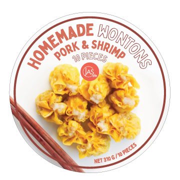 Wonton packaging label, front